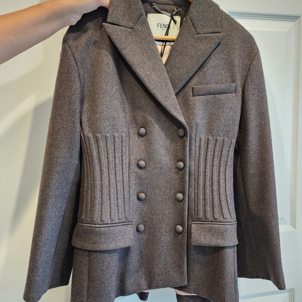 Fendi wool jacket size 42 dark brown